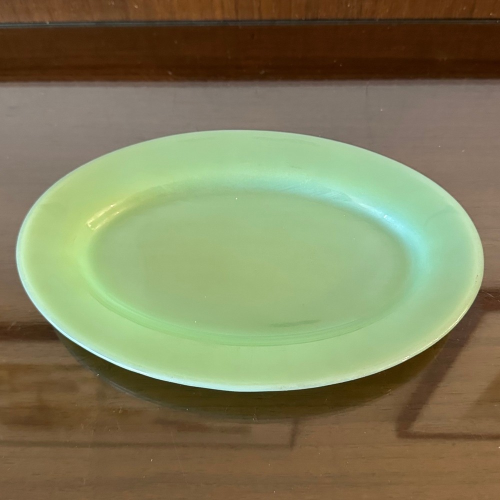 Fire King Jadeite Oval Platter 9.5x6 Vintage Green Milk Glass Oven Ware Plate